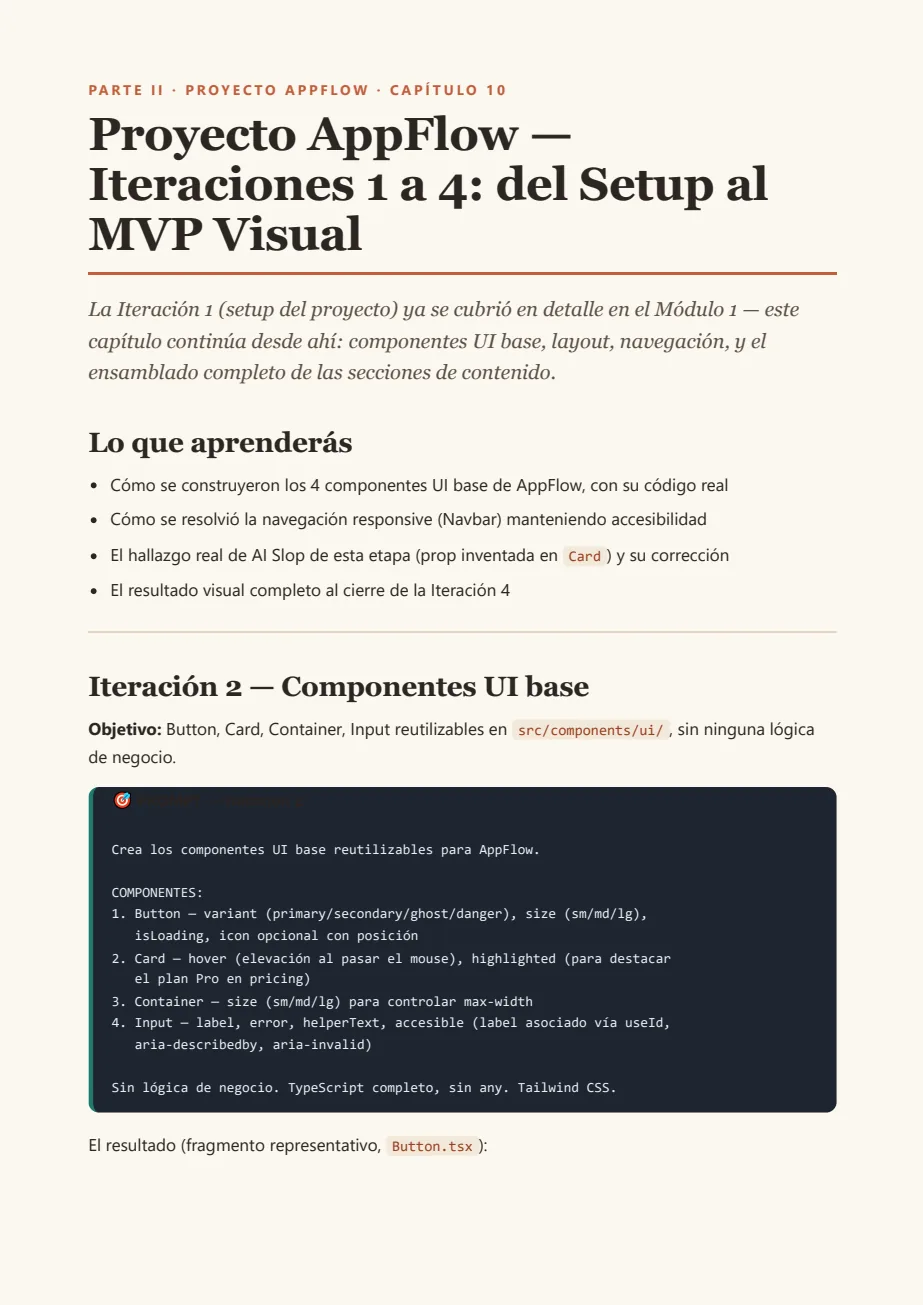Página real del proyecto AppFlow desarrollado en el ebook