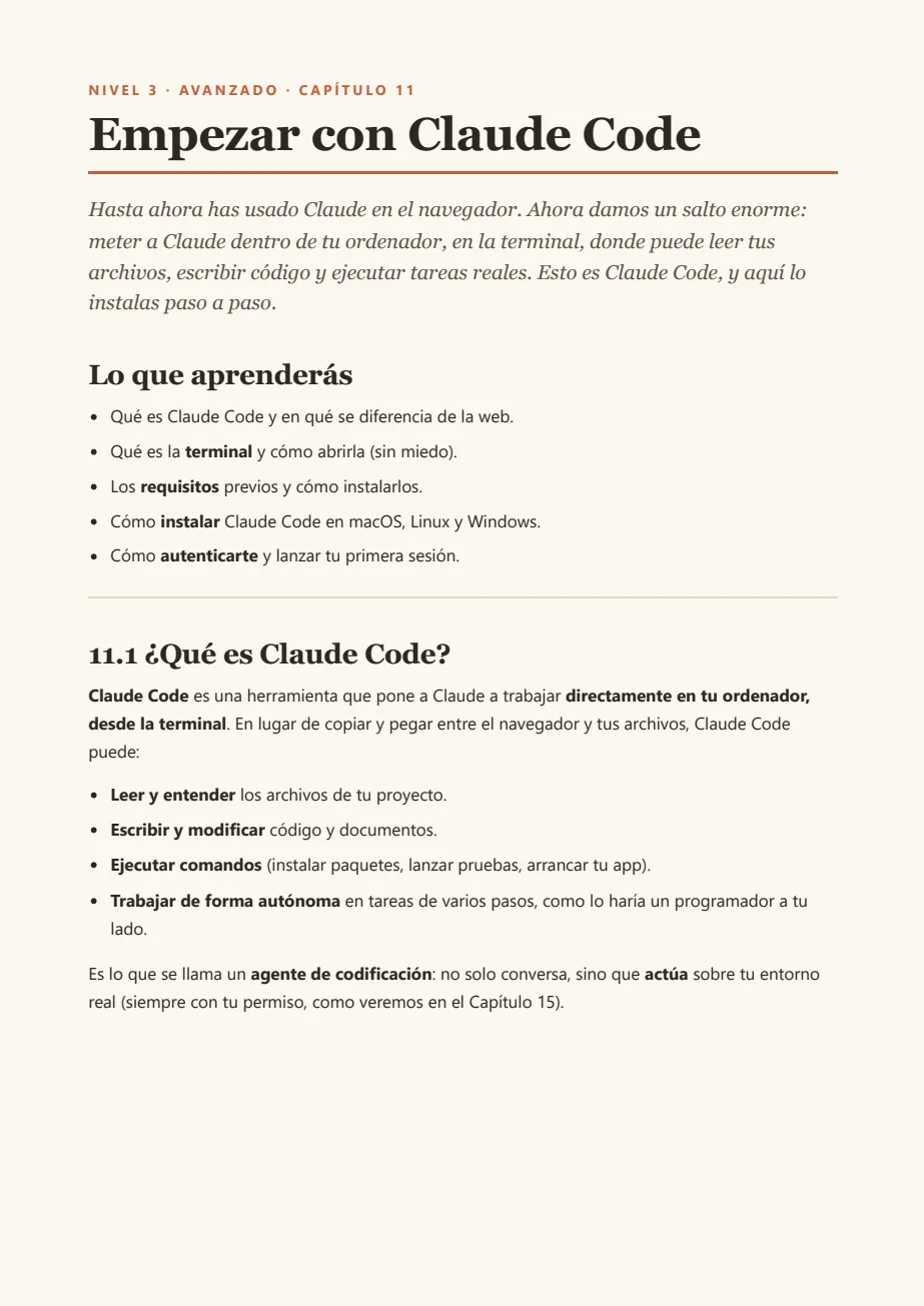 Página real del capítulo Empezar con Claude Code