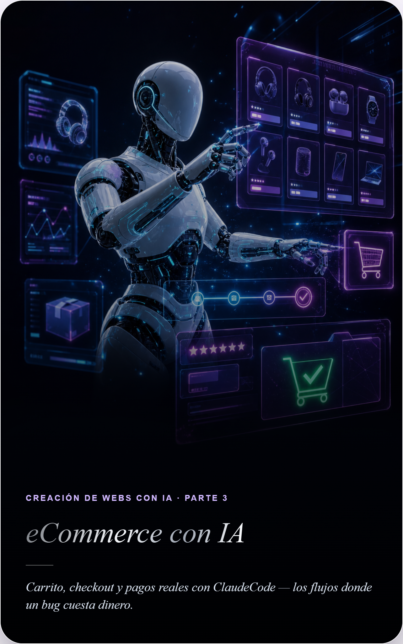 Portada del ebook Creación de Webs con IA · Parte 3: eCommerce