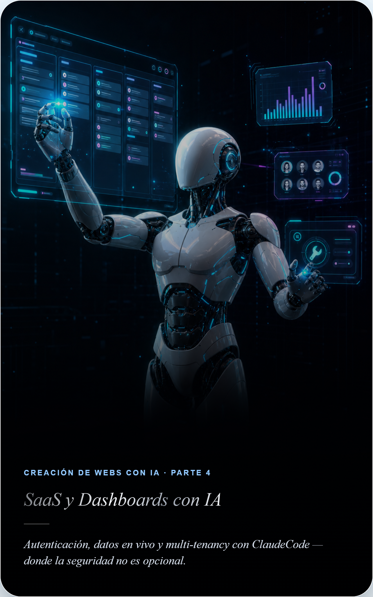 Portada del ebook Creación de Webs con IA · Parte 4: SaaS y Dashboards